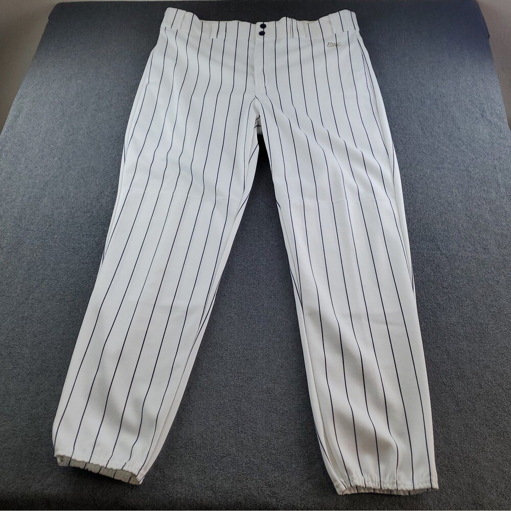 Vintage Bike Baseball Softball Pants Men Size XL pinstripe White